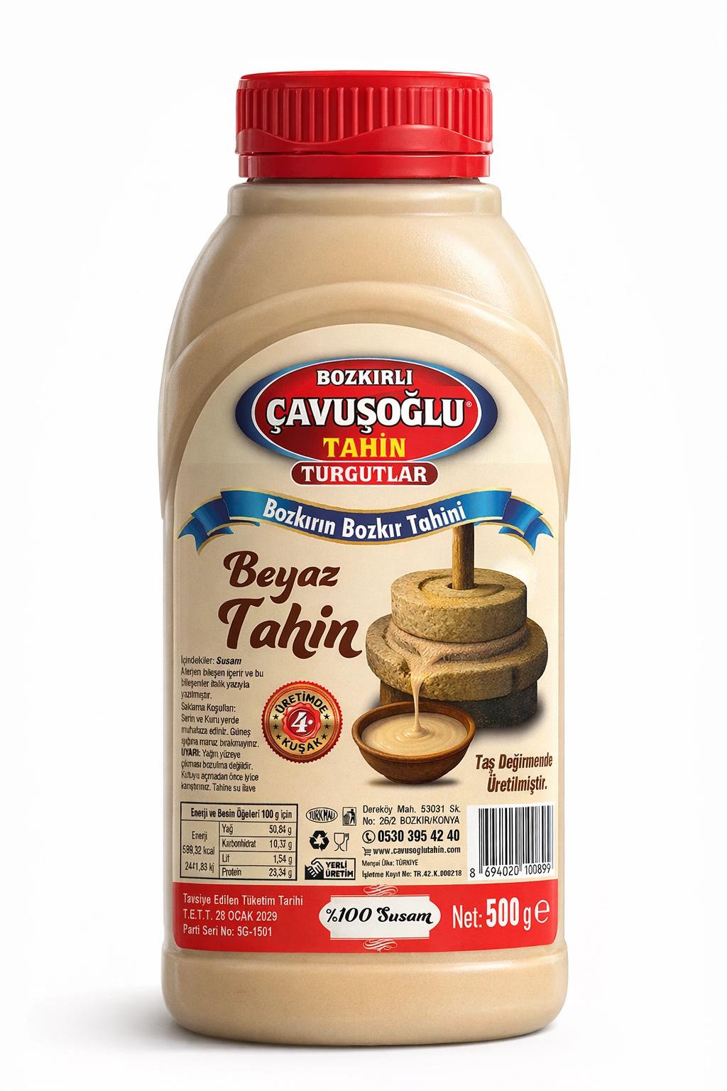 Tek Kavrulmuş Beyaz Tahin 500g