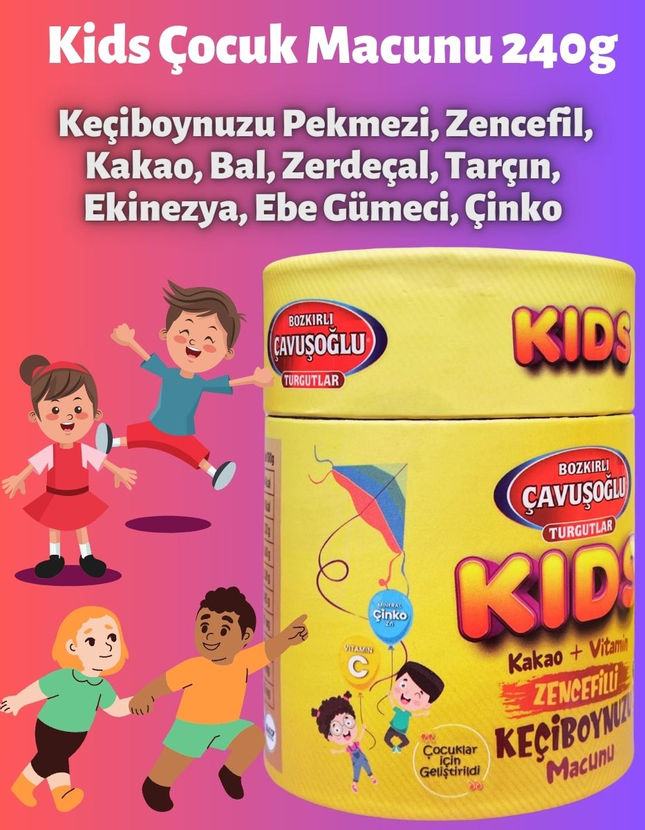 Kids%20Çocuklar%20için%20Özel%20-%20Zencefilli,%20Pekmez,%20Bal%20Ve%20Vitamin%20Katkılı%20Kakaolu%20Macun%20240g